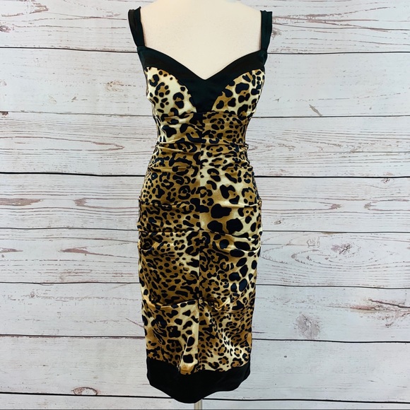 Cache Dresses & Skirts - Cache animal print sheath dress silky